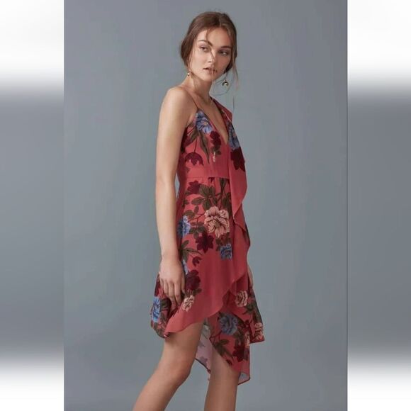 NWT Keepsake Floral Asymmetrical Chiffon Dress L - Picture 4 of 16